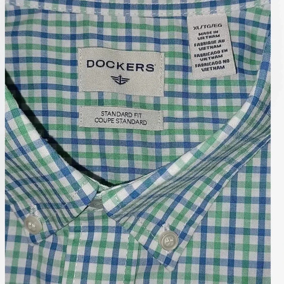 Dockers Standard Fit Button Down Plaid Short Sleeve Shirt  Size XL - Picture 6 of 7